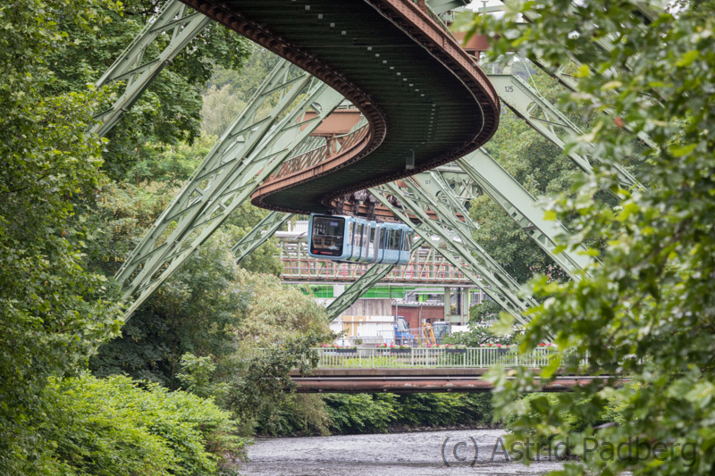 Schwebebahn mit Bayerwerk im Hintergrund